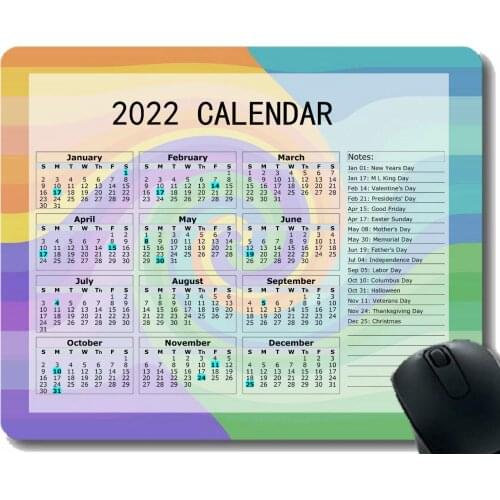 2022 Calendar Mouse Pad,Vrschenie Background Light Color Custom Gaming Mouse Pads with Designs
