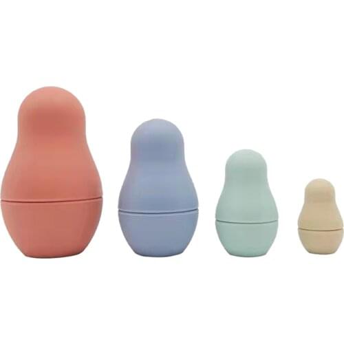 4pcs Russian Nesting Doll Toy Babushka Dolls Teether Toys Montessori Toys