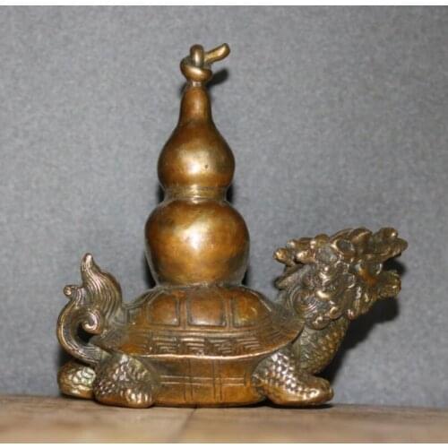 China brass dragon turtle gourd crafts statue