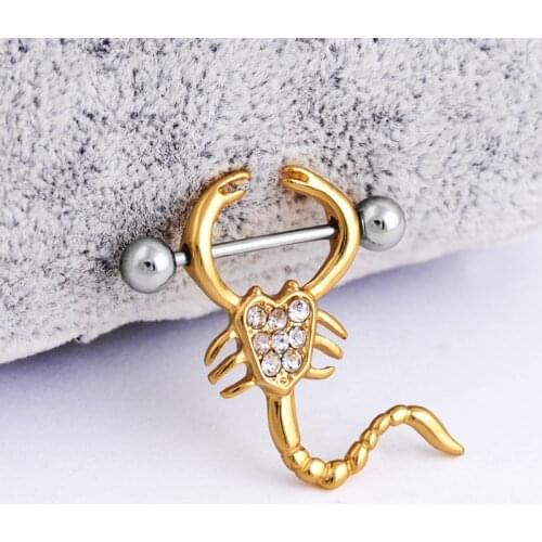 Dormineering Silver Color Scorpion Nipple Ring Body Jewelry Women Pircing Pezon Mujer,Alloy Piercing Nipple pircings ombligo