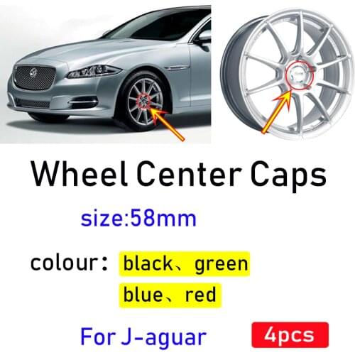 4pcs 58mm black red blue green car Wheel Center Caps Hub Rim covers For Jaguar XJ XJR XJ6 XF X F TYPE Car accessories