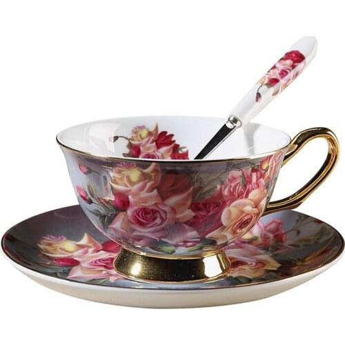 European style bone china coffee cup creative British afternoon tea cup with Phnom Penh ceramic coffee cup saucer