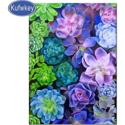 Beautiful Succulent Diamond Painting Full Square Round Wall Art Diamond Picture Mosaic Embroidery Diamant Painting Top Gift