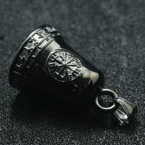 Unisex 316L Stainless Steel Gothic Viking Black Bell Pendant