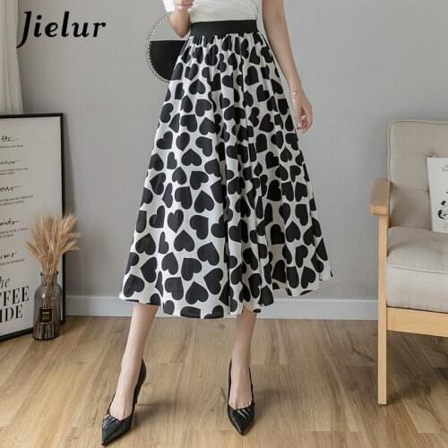 Jielur Summer Skirt Elastic Waist Loose Slim New Tulle Skirts Womens Chic Print Skirts Female Jupe Faldas Mujer Saia