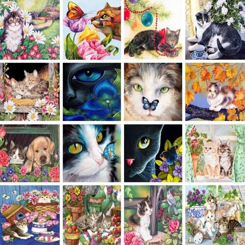 Series Cute Cat Pattern 5D DIY Diamond Painting Full Square/Round Diamond Embroidery Sale Mosaic Picture Rhinestones Painting