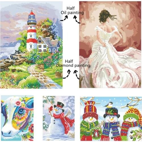 5D DIY Diamond Painting Christmas Set Special Shaped Diamond Embroidery Mosaic Art Picture Rhinestone Home Wall Decoration Gift