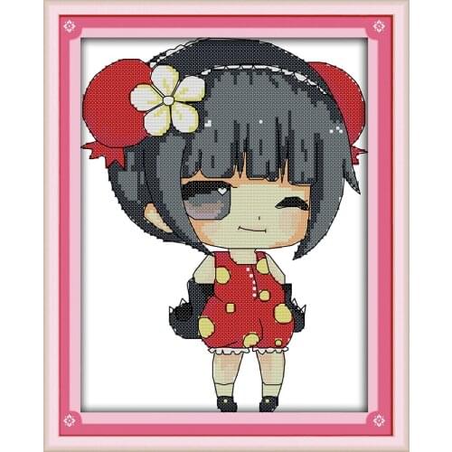 The boxing girl cross-stitch needlework kit cartoon with DMC color thread x stitching embroidery DIY handmade needlework plus