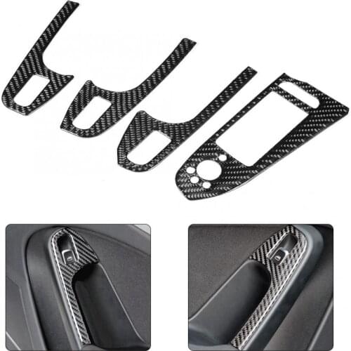 Door Window Lift Panel Button Frame Trim Sticker Fit for Audi A4 B8 A5 Q5 Carbon Fiber Car Accessories Interior