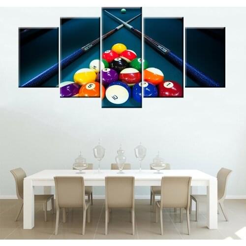 Wall Art Canvas Painting 5 Panels Frame Sports Billiards Pictures HD Printed Modular Canvas Poster Living Room Home Decor