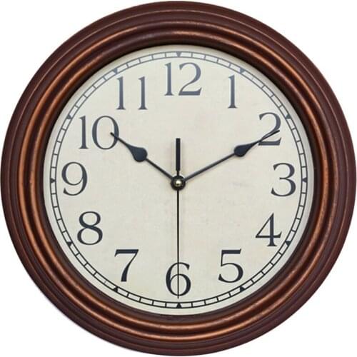 Wall Clock, 12 inch Silent Non-Ticking Retro Clock Vintage European Style Battery Operated with Large Numbers, Easy to Read