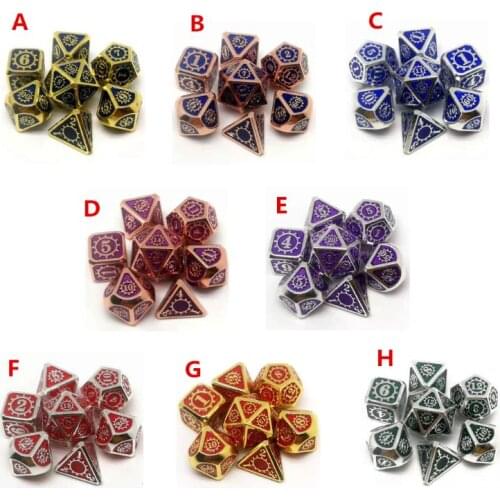New Metal Dice 7pcs/set RPG Dice D&D Board Game Magic Props D4 D6 D8 D10 D12 D20 N58B