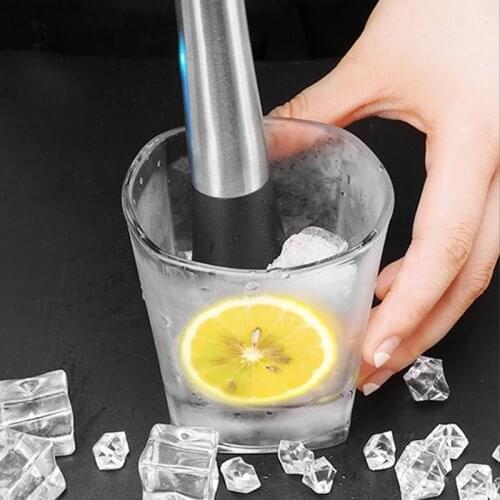 Stainless Steel Wine Mixing Stick Cocktail Mojito Bar Mixer with Crushing Hammer Drink Fruit Muddler Crushed Barware Bar Tool