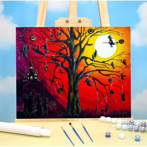 Natural Scenery Happy Halloween Painting By Numbers Complete Kit Oil Paints 40*50 Picture By Numbers Photo Wholesale