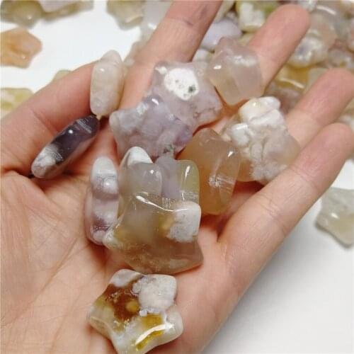 5PCS Natural Cherry Blossom Agate Star Shaped Crystal Gemstone Healing Reiki Stones and Minerals
