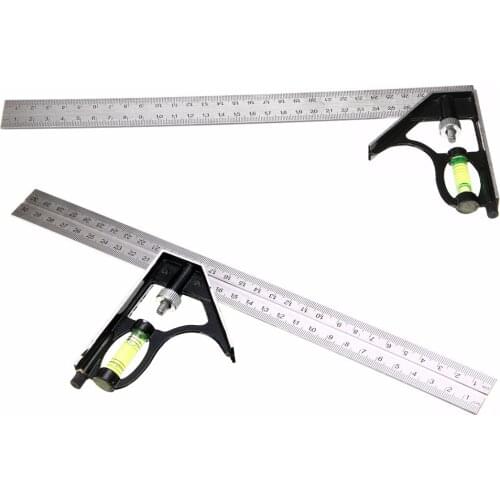 Adjustable Combination Square Angle Ruler Stainless Steel Level Square Protractor 300mm For Woodworking Measuring Tools