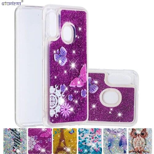 Silicone Soft Case for Samsung Galaxy A20s Cute Bling Flowing Liquid Quicksand Full Cover SM-A207F/DS SM A207F/DS Fitted Cases