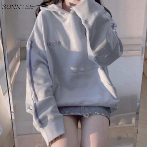 Hoodies Women Prevalent Warm Winter Student Plus Velvet Thicker Soft Patchwork Feminino Sweatshirts All-match Trendy Chic Casual