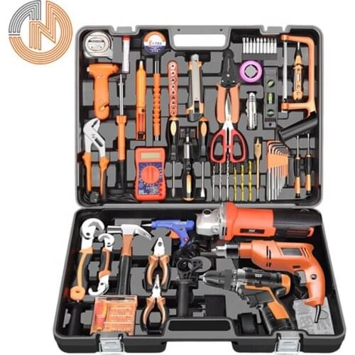 Car repair universal tools 12v cordless lithium electric 650w impact drill 700w angle grinder 40w hot air gun power tool sets