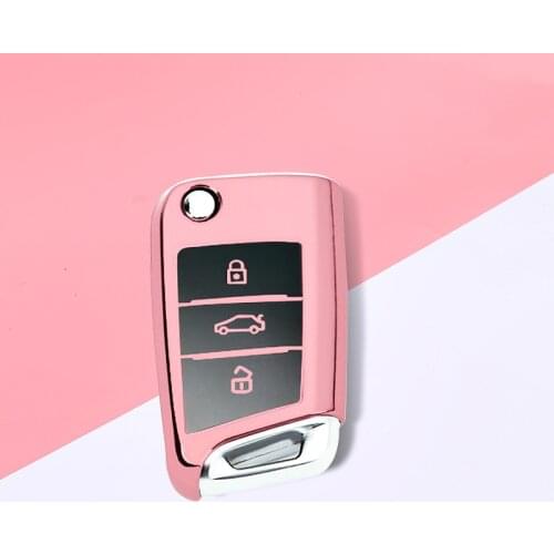 Colorful Soft TPU Car Key Case Cover For Volkswagen VW Golf7 mk7 Seat Ibiza Leon FR 2 Altea Aztec For Skoda Octavia Accessories