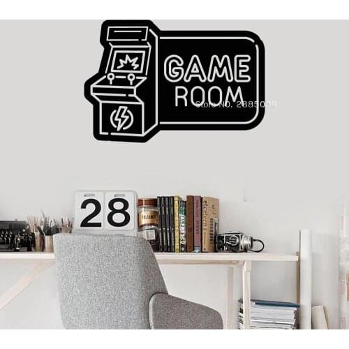 Game Room Sign Vinyl Wall Decal Playroom Slot Machine Gamer Interior Boy Bedroom Gaming Room Art Stickers Home Decoration LC1603