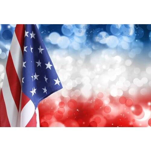 VinylBDS 5x7ft American Independence Day Photo Bokeh Red And Blue Background Shimmer And Shine Party Flag Photo Glitter Backdrop