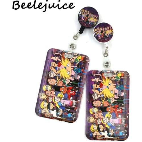 Funny Cartoon Characters Credit Card Holder Lanyard Women Men Kid Student Retractable Badge ID Name Bus Clips Card Badge Holder