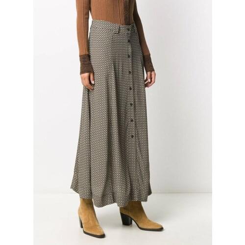 Women Midi Skirt Plaid Print Pleated Skirt A-Line High Waist 2021 Spring Summer 100% Viscose Vintage Long Skirts