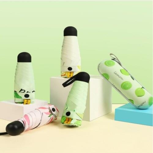 Fruit six-holding sun umbrella sun protection UV folding umbrella female sunshade rain dual-use capsule compact portable pocket