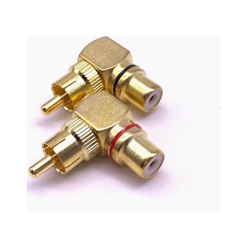 10Pcs RCA Right Angle Male To Female Gold Plated Connector Plug 90 Degree Adapters Wholesale