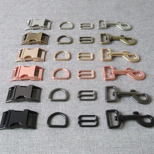 100 sets wholesale 25mm metal D ring side release buckle straps belt buckle slider for bag dog collar leash harness accessory