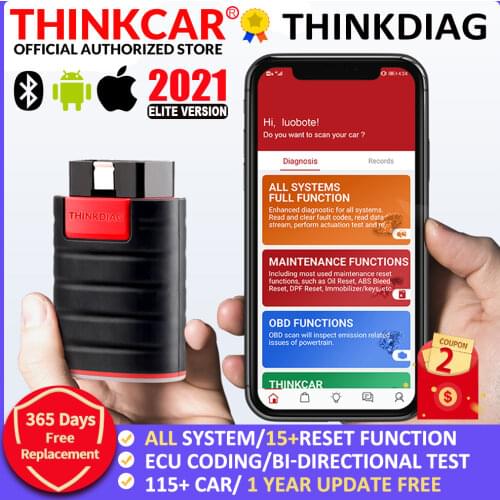 ThinkCar ThinkDiag 2021Elite Verion Full software OBD2 scanner TPMS Diagnostic Tool 15 reset services Active Test Code Reader