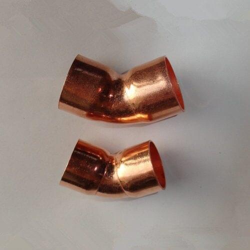 2pcs 19x1.0mm 45 Degree Elbow Copper End Feed Pipe Fitting Plumbing for gas water oil