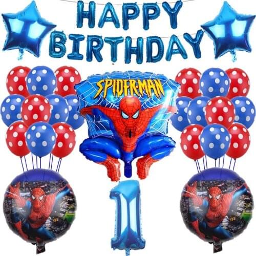 Super Hero Spiderman 3D Foil Balloons Latex Air Globos Set Kids Birthday Party Decoration Baby Shower Inflatable Boys Toys