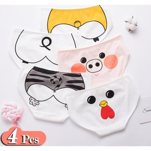 4Pcs/Lot Cartoon Printing Seamless Underwear Women Briefs suit Panties For Menstruation Girl Comfortable lovely Briefs Lingerie