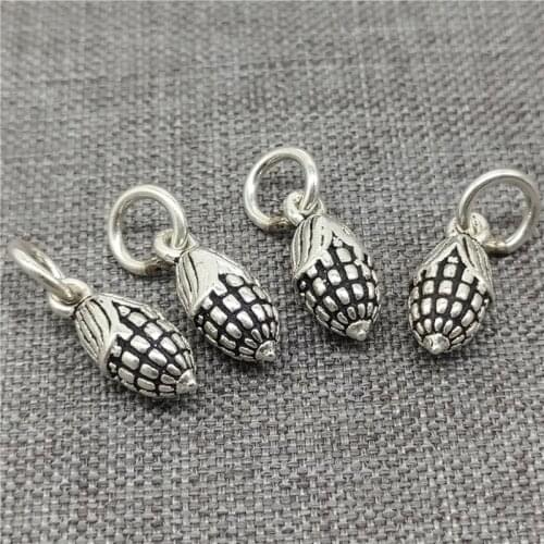 5 Pieces 925 Sterling Silver Corn Charms 3D for Bracelet Necklace
