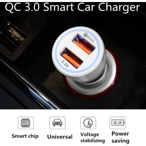 50% Hot Sales QC3.0 Fast Charging 3.1A Dual USB Car Charger Cigaretted Lighter Power Adapter