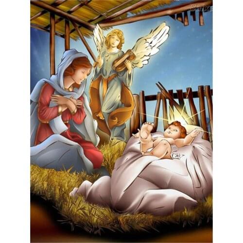 5D DIY Diamond Embroidery Painting Jesus Birth Full Square Drill Mosaic Religion Picture Of Rhinestone Handmade Gift