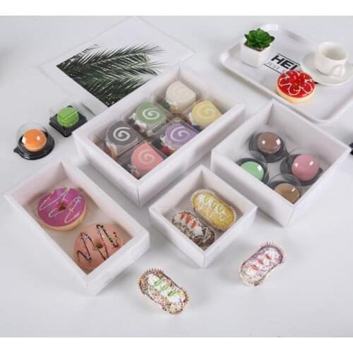 White Transparent Biscuit Pastry Box Gift Cover Cake Baking Packaging Boxes Paper Gifts Case SN460