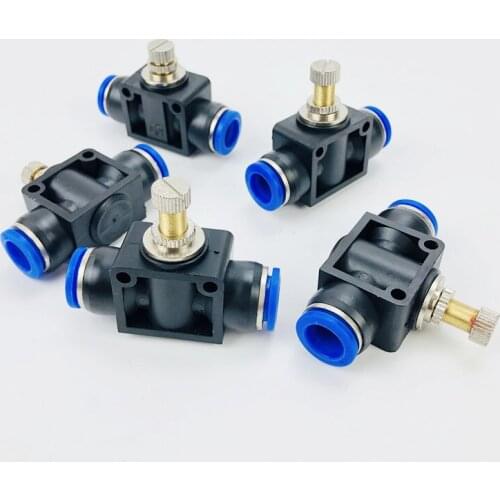 FreeShipping 5 Pcs Inline Airflow Control 12mmx12mm Push In Quick Connecter 2-Way Flow Limiting Pneumatic Valve Speed Controller