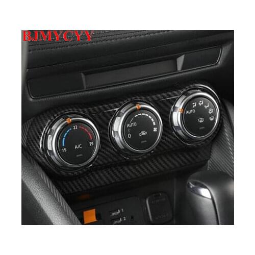 BJMYCYY Automobile air conditioning panel knob ABS carbon fiber texture decoration frame for mazda cx-3
