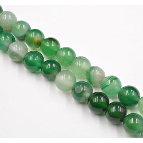 Natural Stone Green Banded Stripe Onyx Agates Beads 4-12mm Loose Beads for Jewelry Making Accessories DIY Free Shipping 15