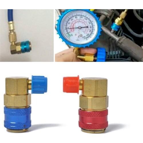 1 Pair AC R134A Quick Connector Adapter Coupler Auto A/C Manifold Gauge Low/High HVAC Car Air-conditioning Accessories Red/Blue