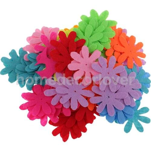 100Pcs Miulti Colors Flowers Felt Appliques Non-woven Fabric Flower Decoration Crafts 35mm for Scrapbooking Card Handmade Crafts