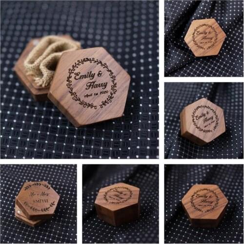 Walnut Wooden Ring Box Solid Wood Decorative Jewellery Storage Box Engagement Box Proposal Anniversary Gift Box