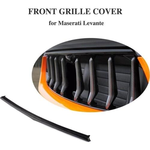For Maserati Levante Base and S Sport Utility 4-Door Carbon Fiber Car Front Bumper Middle Mesh Grill Decoration Trim 2017 2018