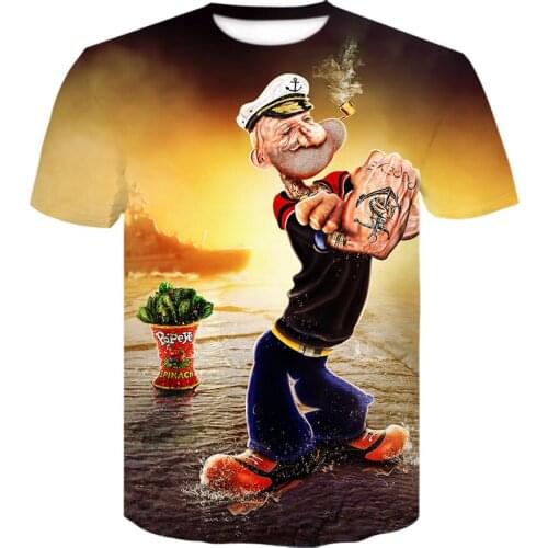 New Funny Popeye T Shirt Cartoon 3D Print Men/women t shirt 2021 Summer Streetwear harajuku T-shirt Men Casual tshirt