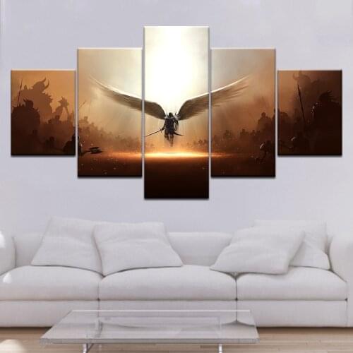 The game Two steps from hell archangel 5 Panels Wallpapers modern Modular Poster art Canvas painting for Living Room Home Decor