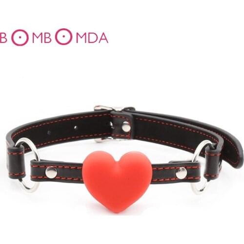 PU Leather Mouth Gag BDSM Bondage Flirting Sex Toys for Couple Adult Silicone Ball Fetish Latex Oral Fixation Erotic Accessories