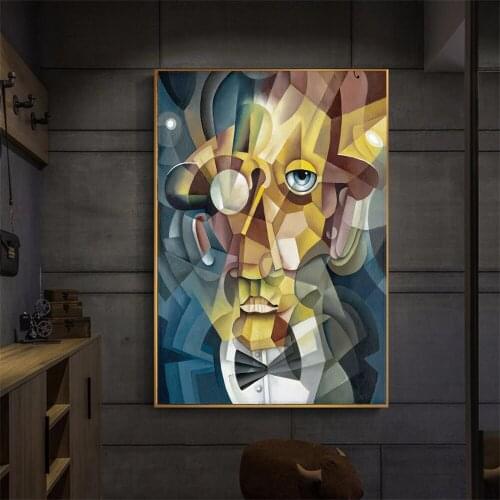 Canvas Painting Cattle Geometric Wall Art Abstract Posters and Prints Wall Pictures for Living Room Decoration Home Decor